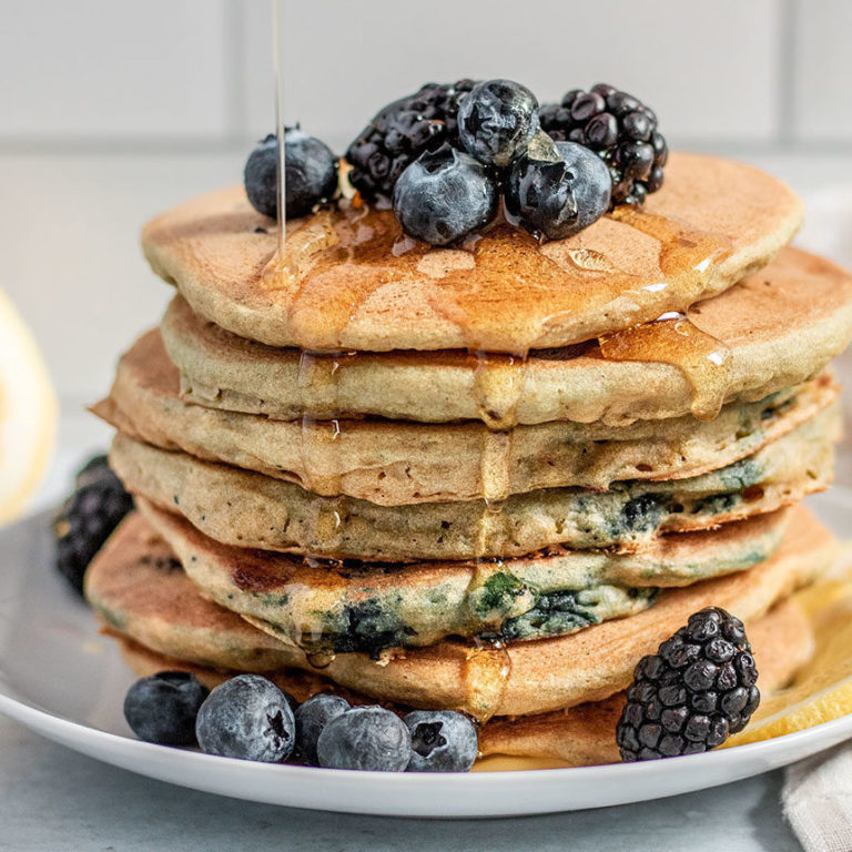 Our Better-For-You Blueberry Lemon Pancakes Recipe