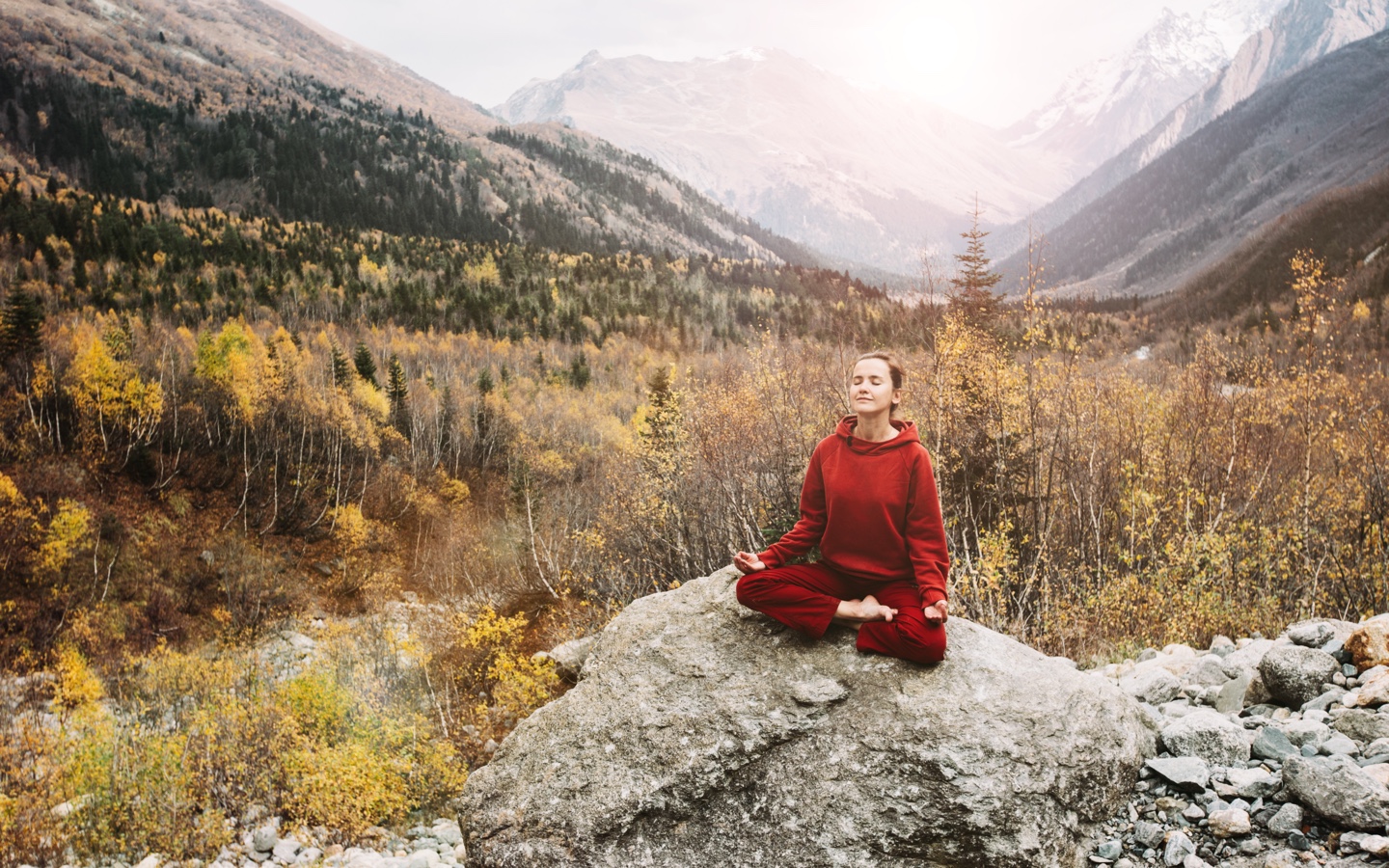 Woman Meditating Outside