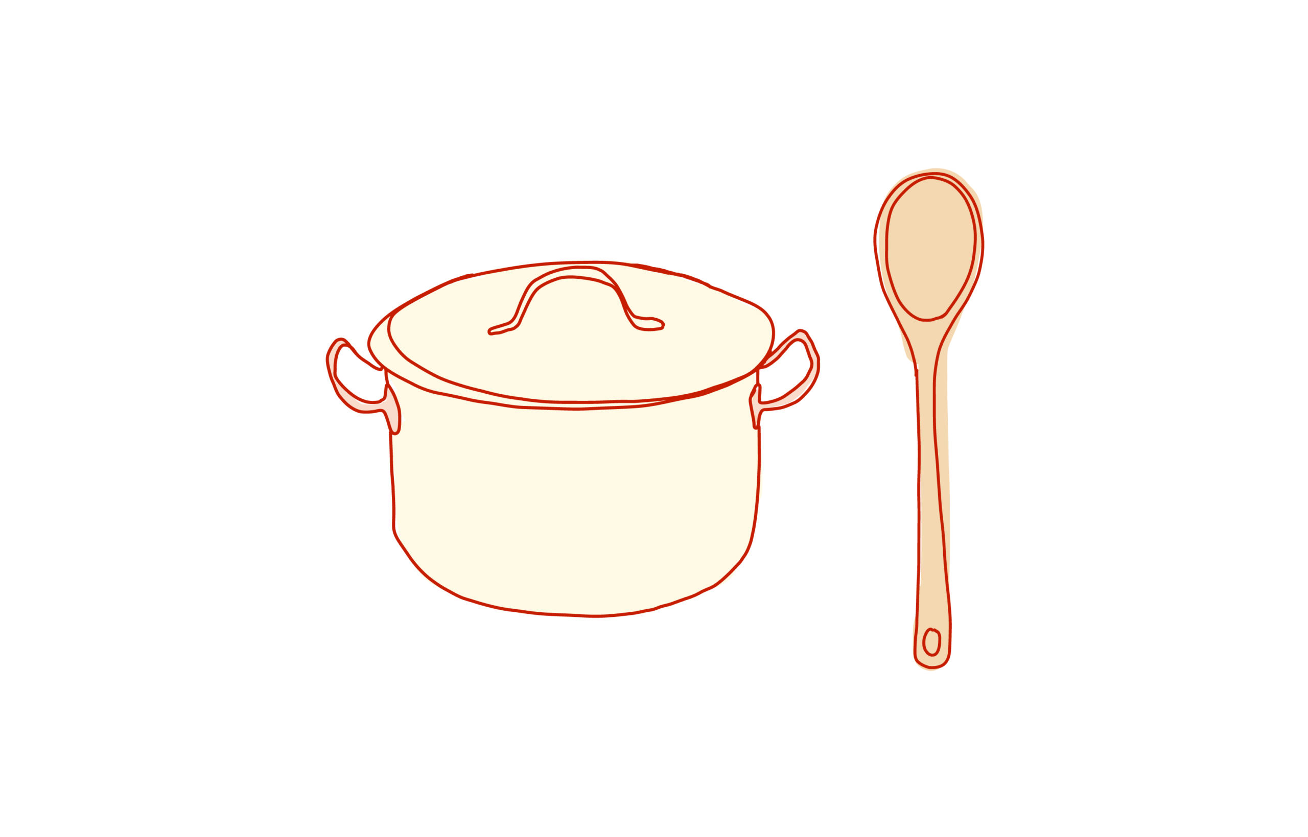 DIY Vegetable Stock Pot And Wooden Spoon Illustration