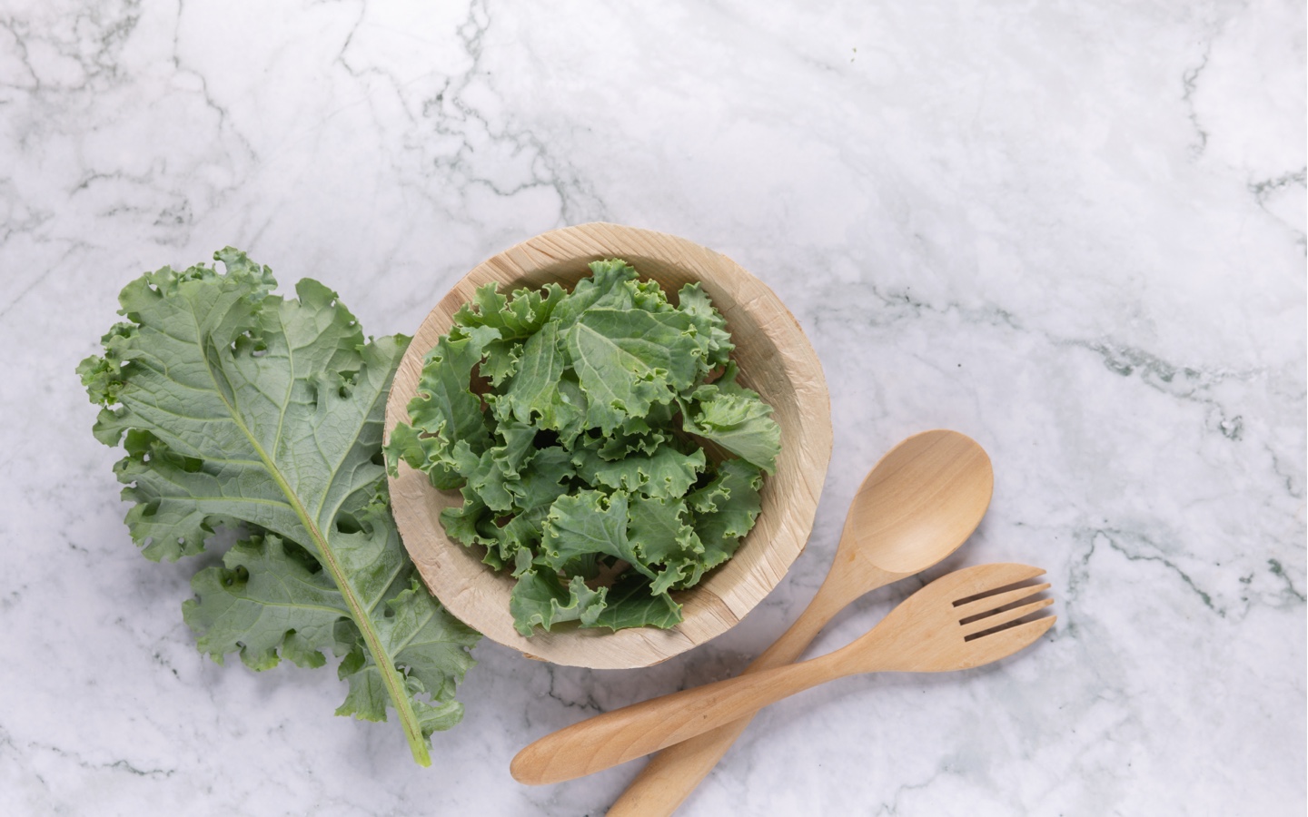 Bowl of Kale Flat Lay