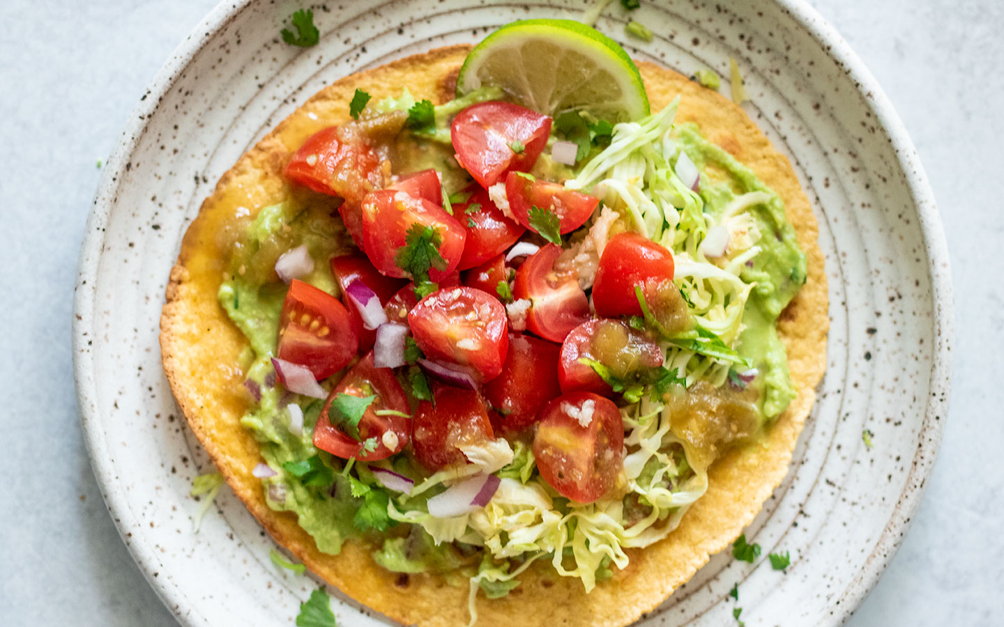 Avocado Tostadas On Plate