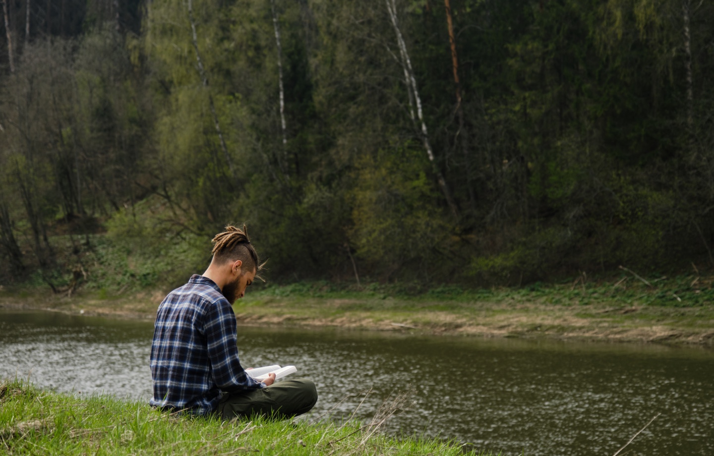Man Reading By River Header