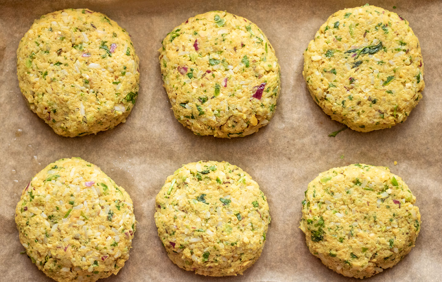 Vegan Curry Chickpea Burger Patties On Sheet Pan