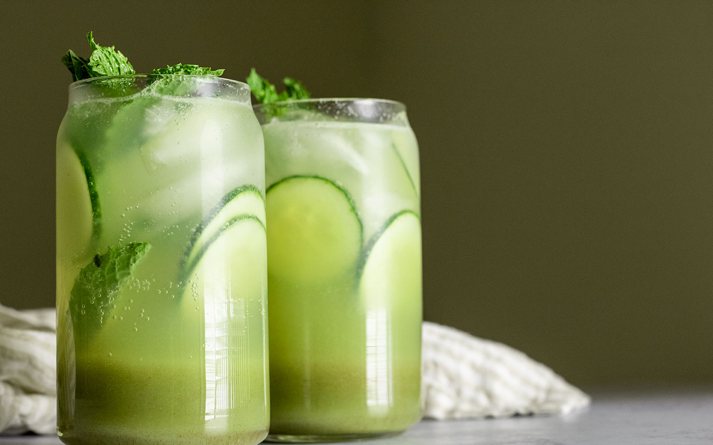 Two Glasses of Cucumber Mint Agua Fresca