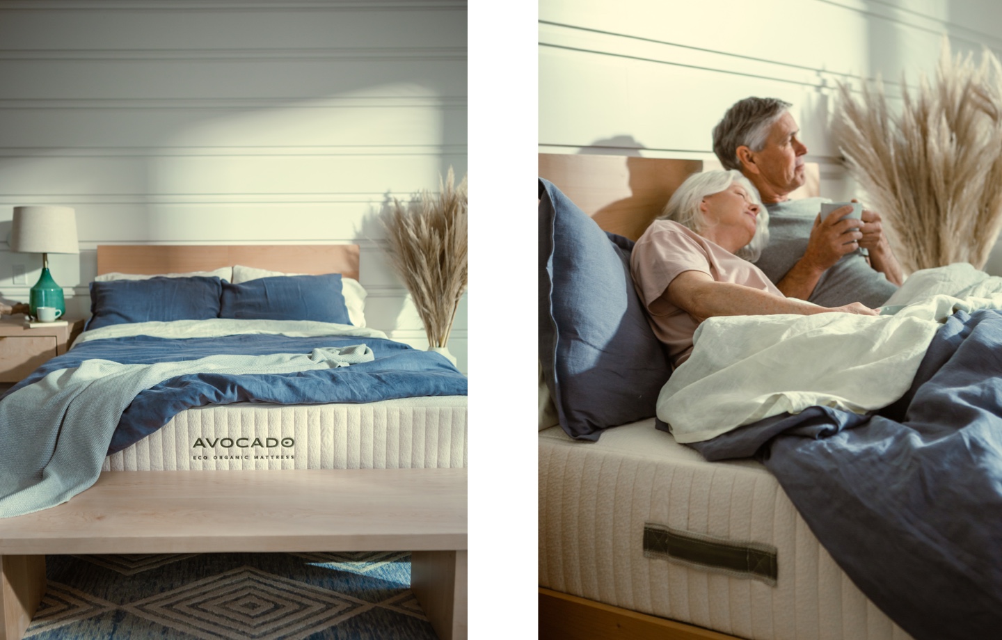 Couple having coffee in Avocado Eco Organic Mattress