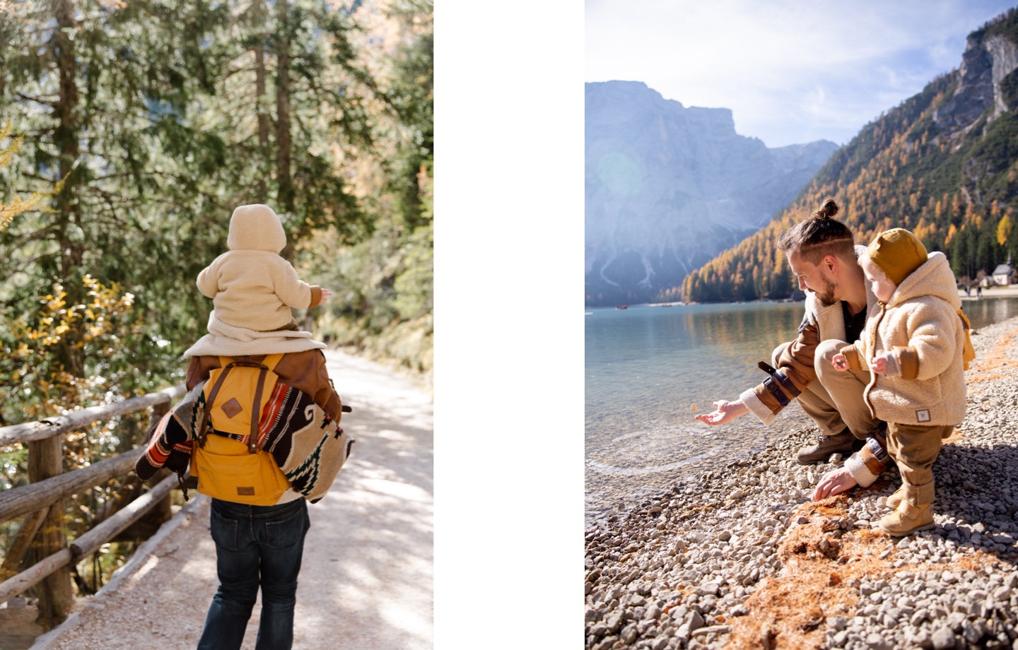 father on a hike with toddler