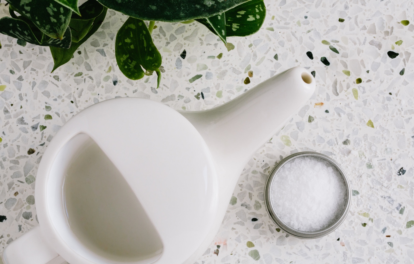 neti pot and saline solution concept