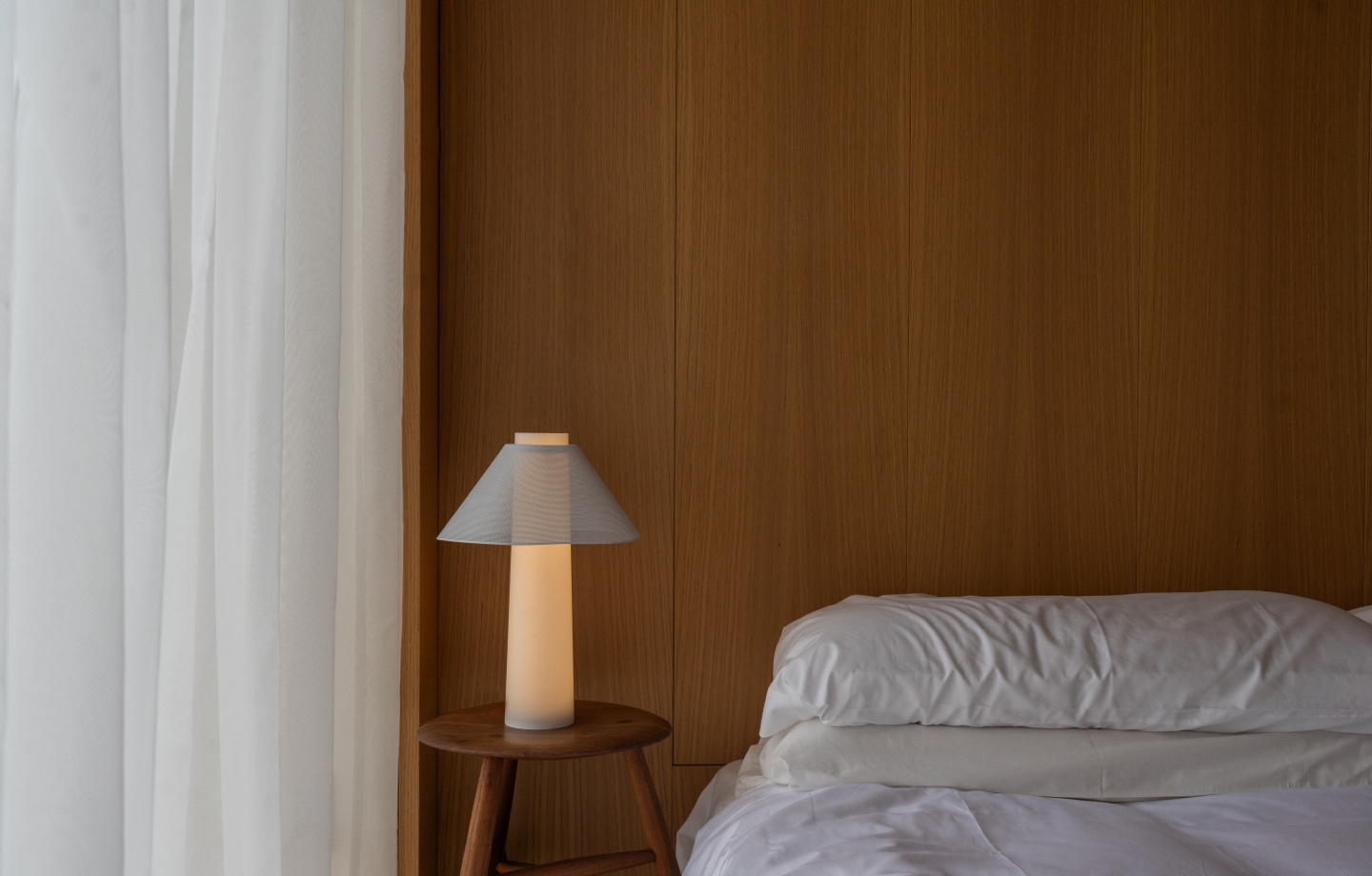 loftie lamp on nightstand