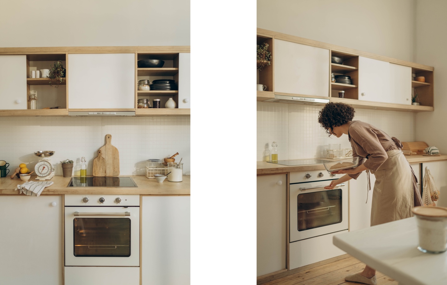 woman baking with electric stove