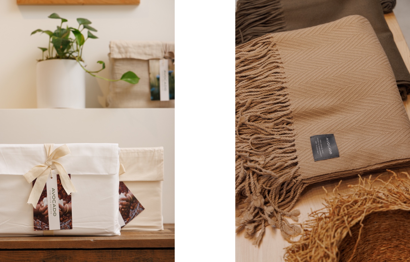 bedding details at avocado mattress retail store