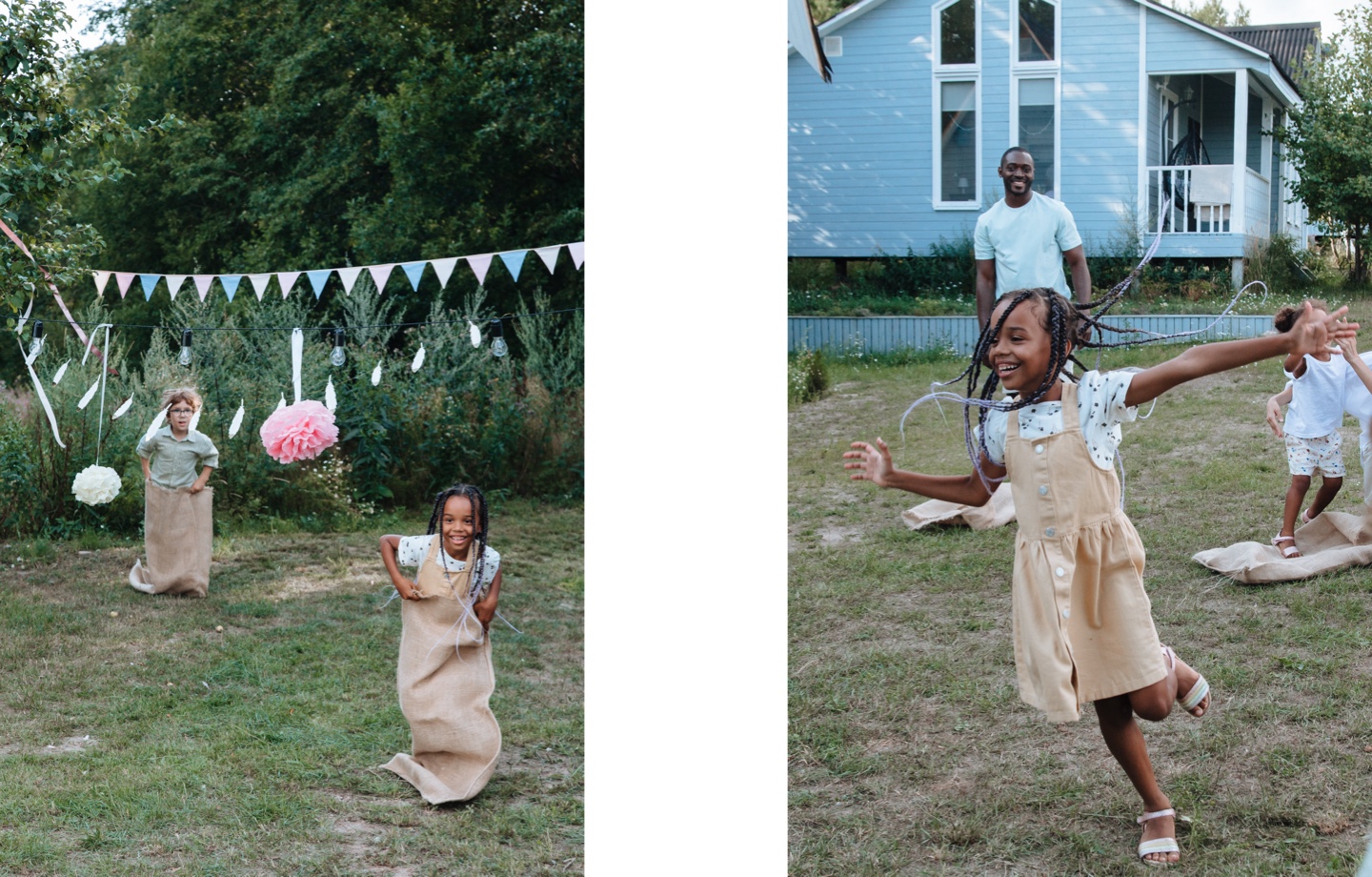 kids playing at kids party picnic