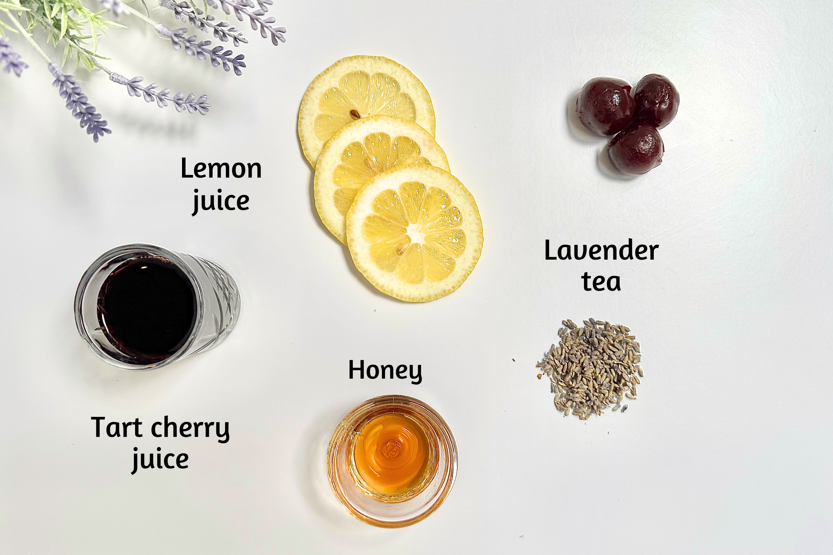 Bedtime Mocktail Series: Cherry Lavender Twilight Tonic Ingredients