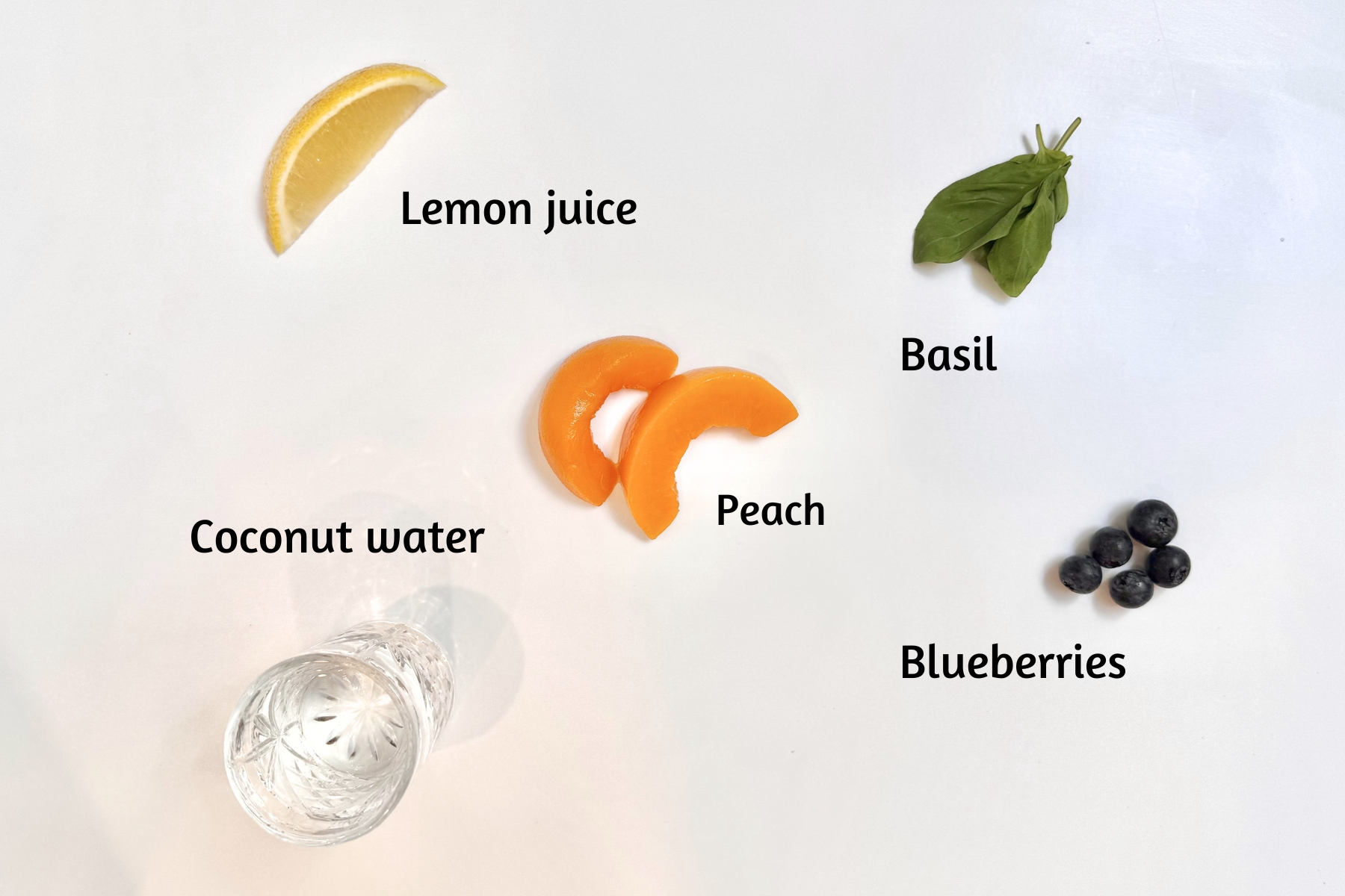 Peach Blueberry Dream Mocktail Ingredients
