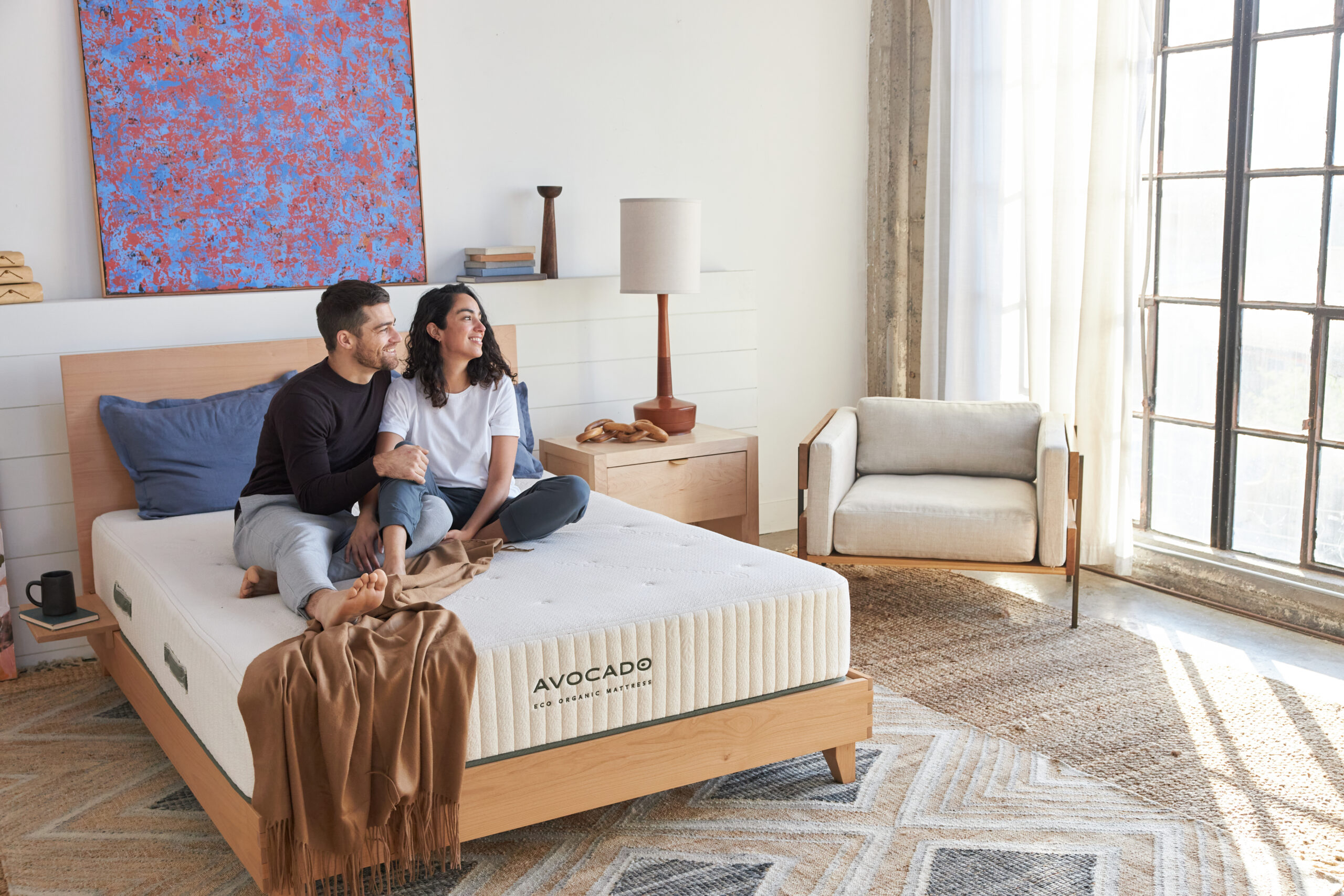 Eco Organic Mattress with couple in bedroom