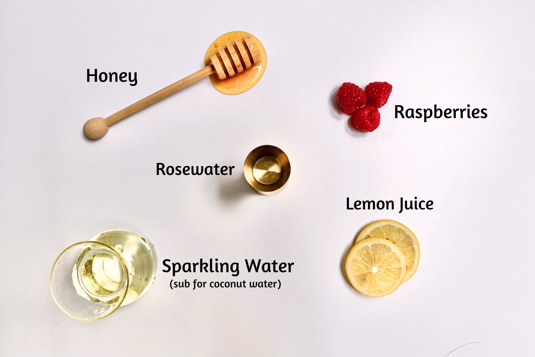 Rose Berry Spritz Ingredients-Bedtime Mocktail Series