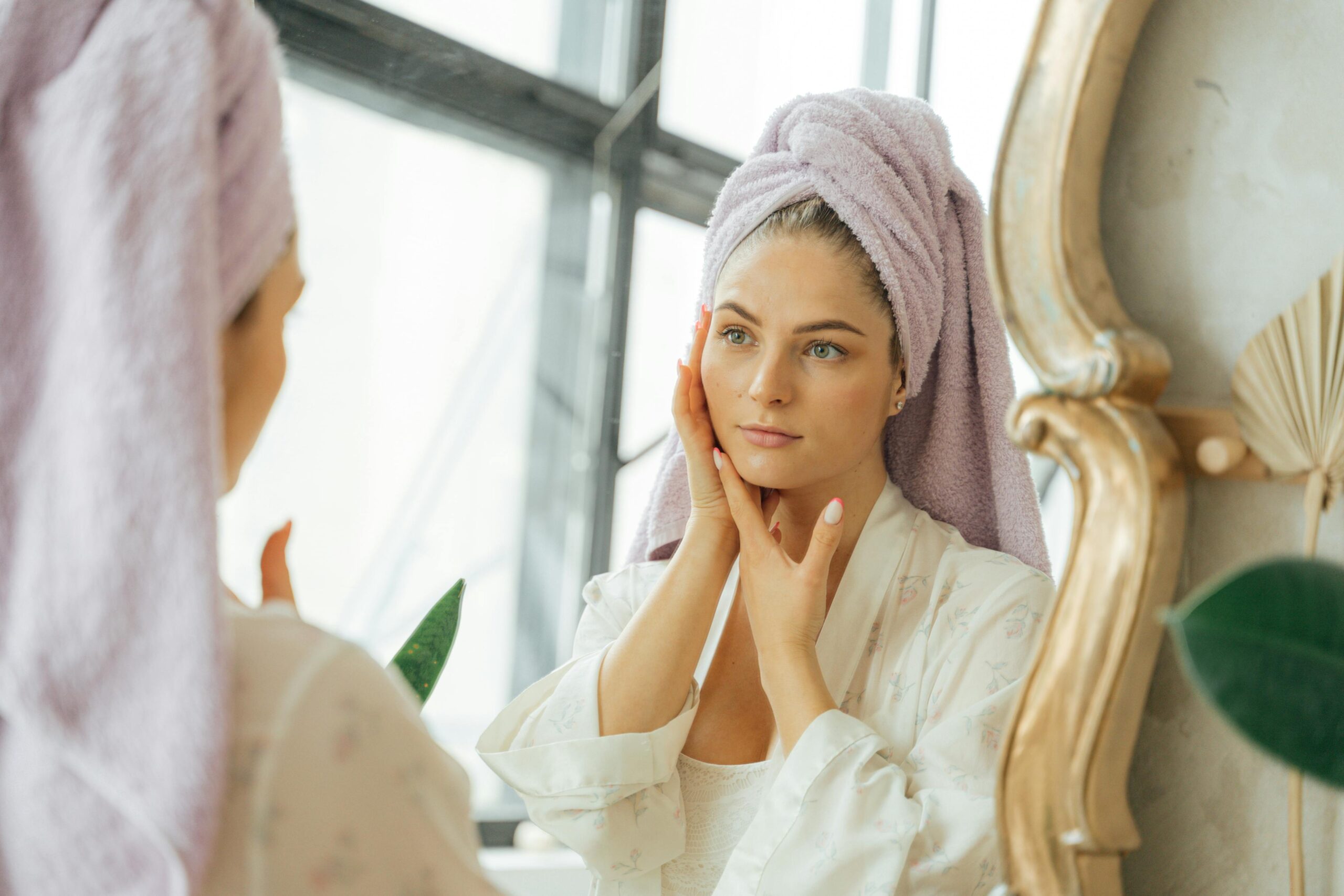 woman getting ready after a shower