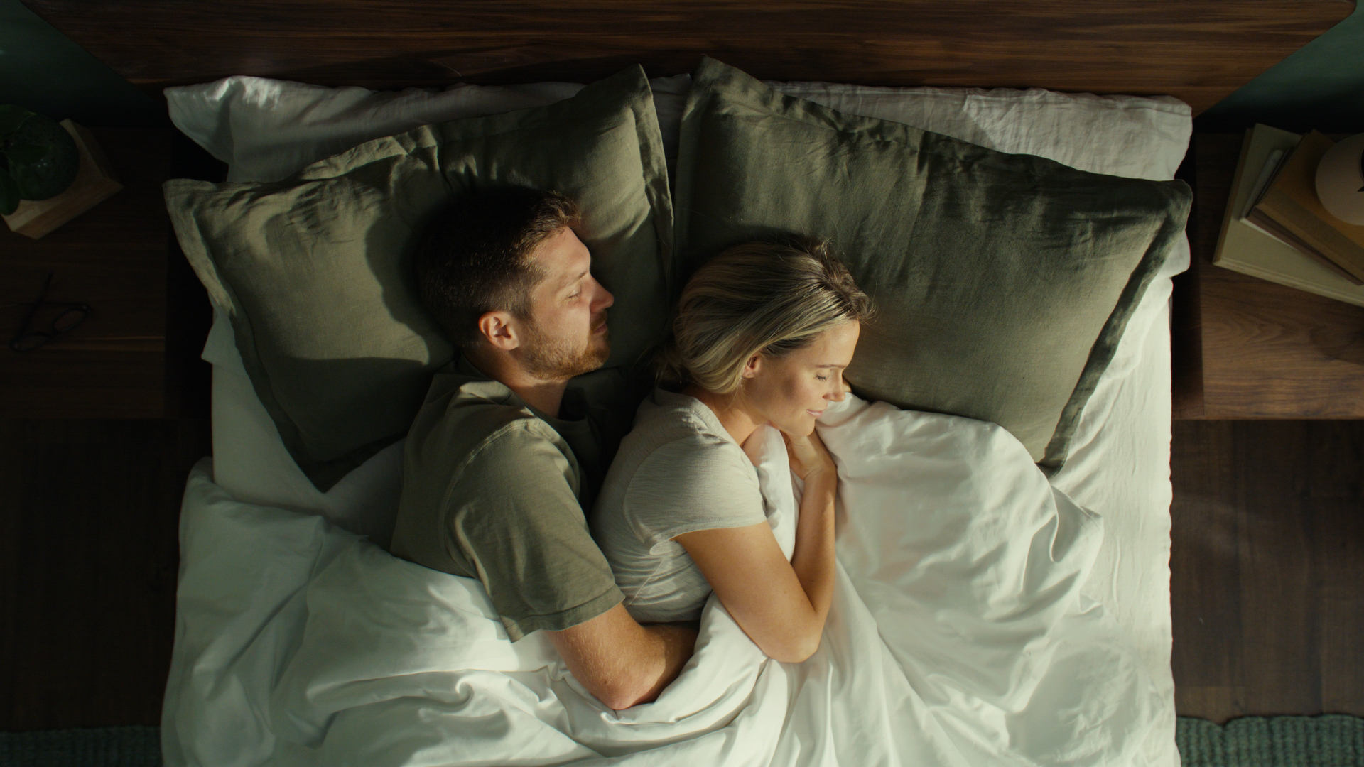 Couple laying on eco mattress