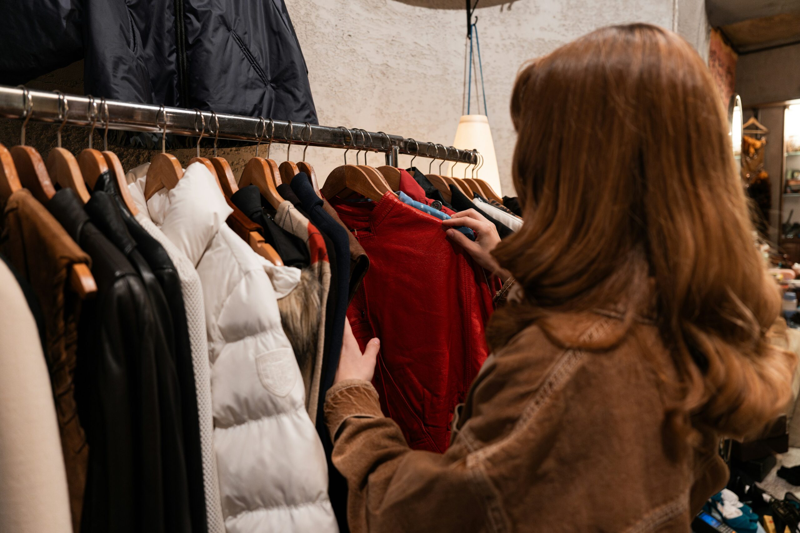 Shopping in a clothing rack