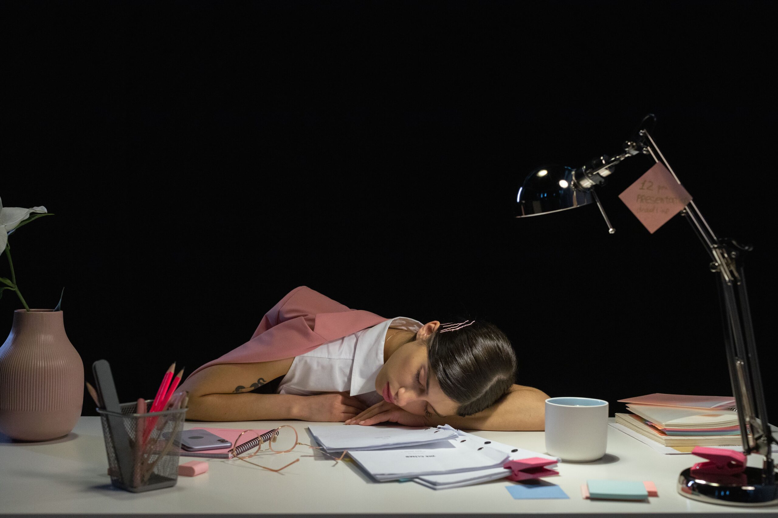 Woman tired while working