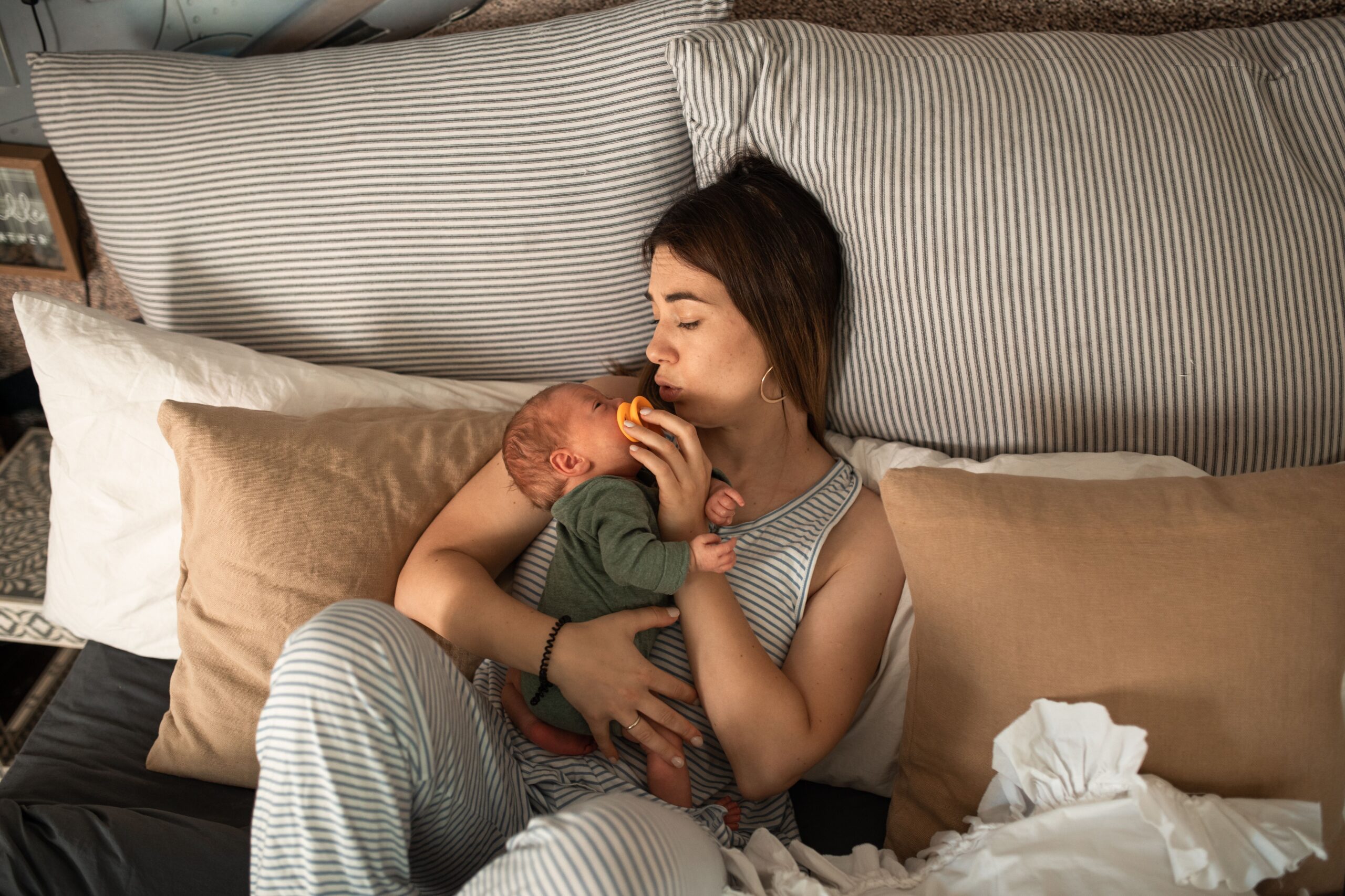Mother calming baby